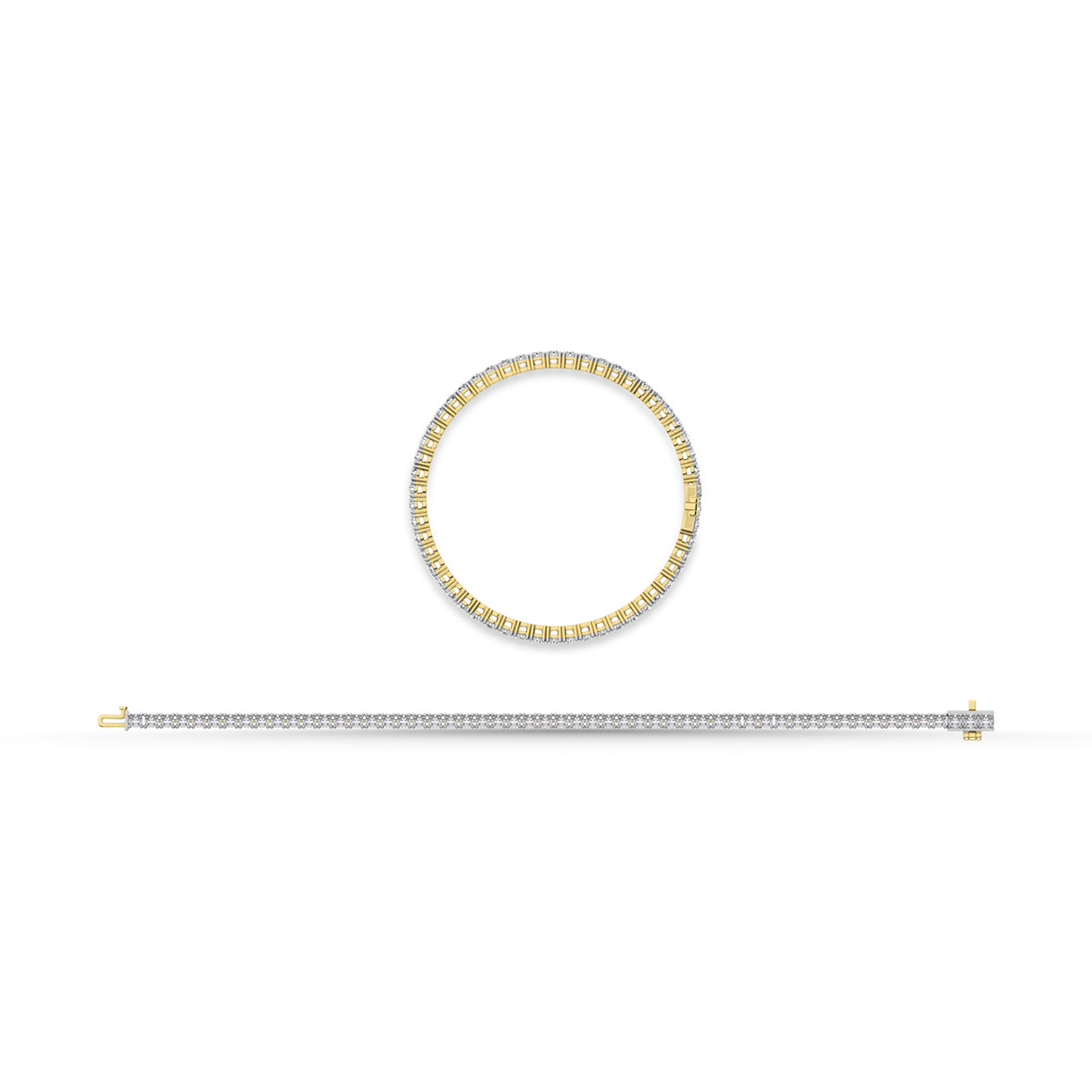 14K Yellow Gold 4 Ct.Tw. Diamond 4 Prong Illusion Tennies Bracelet