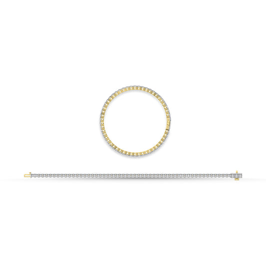 14K Yellow Gold 4 Ct.Tw. Diamond 4 Prong Illusion Tennies Bracelet