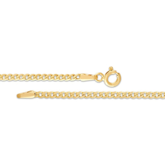 10kt Yellow Gold Hollow Cuban Chain 2.4mm 7 To 26 Inches