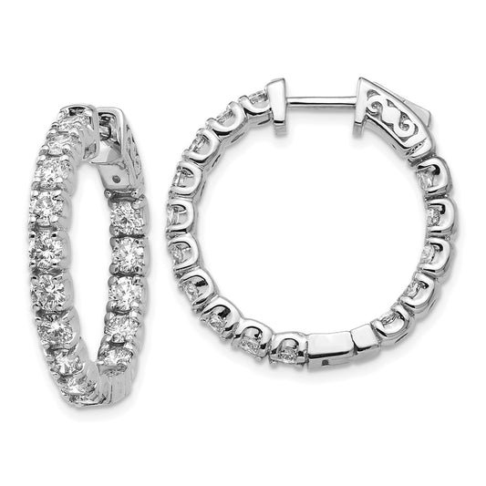 14kw 2 3/4 ct Lab Grown Dia VS/SI+ G+ In/Out Safety Clasp Hoop Earrings
