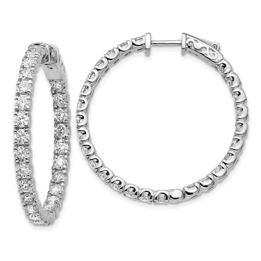 14kw 4 7/8 ct Lab Grown Dia VS/SI+ G+ In/Out Safety Clasp Hoop Earrings