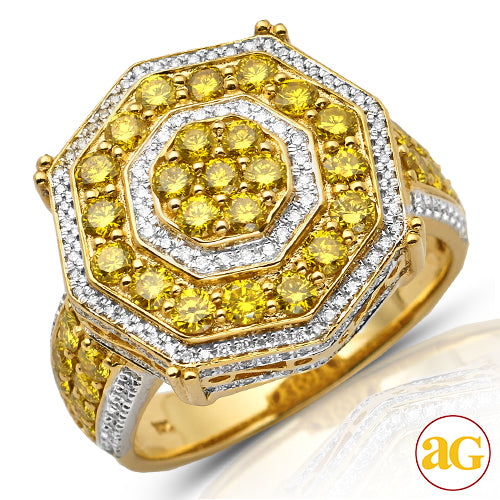 10KY 2.35CTW YELLOW AND WHITE DIAMOND 8-SIDED MENS