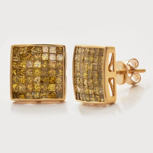 10KY 3.00CTW YELLOW PRINCESS DIA INVISIBLE SET