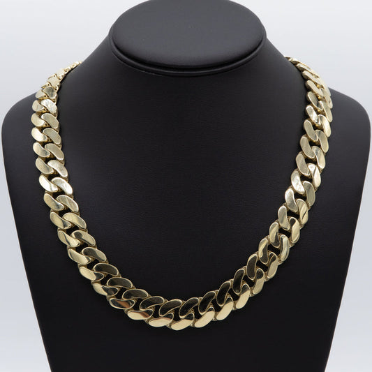 10kt Yellow Gold Turkish Hollow Miami Cuban Chain 9mm 18 To 26 Inches