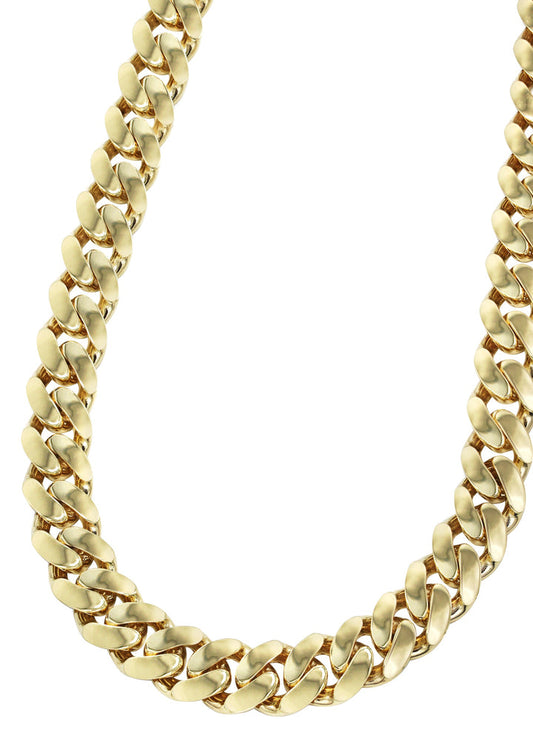 Gold Chain - Mens Hollow Monaco Miami Cuban Link Chain 10K Gold