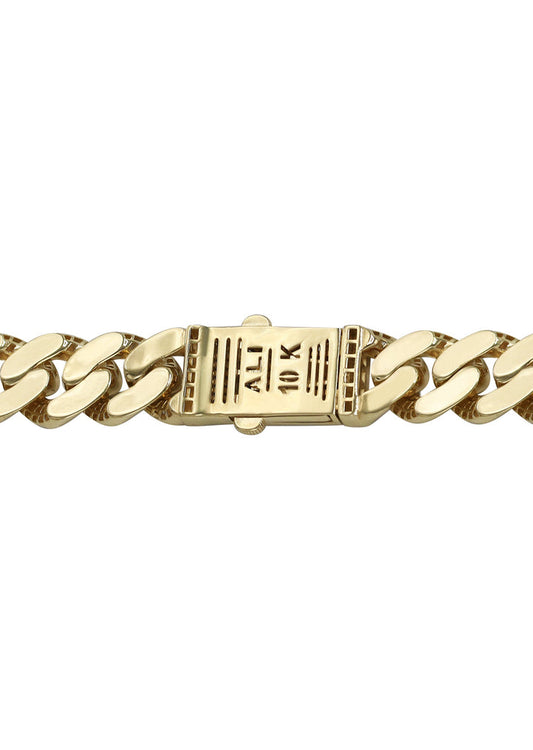 Iced Out 10K Gold Chain - Mens Cz Hollow Monaco Miami Cuban Link Chain 10K Gold