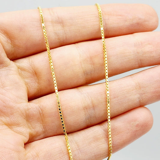 10kt Yellow Gold Box Chain 0.6mm 16 To 24 Inches