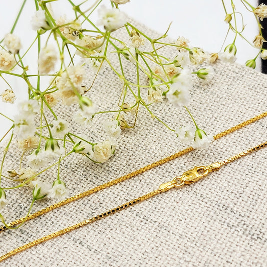 10kt Yellow Gold Box Chain 0.6mm 16 To 24 Inches