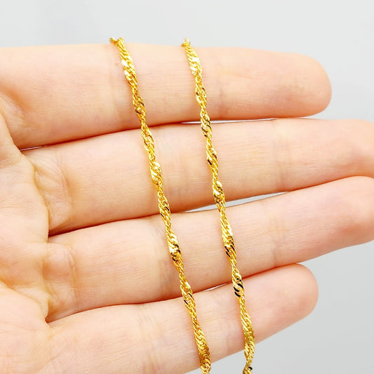 10kt Yellow Gold Singapore Chain 0.8mm 14 To 24 Inches