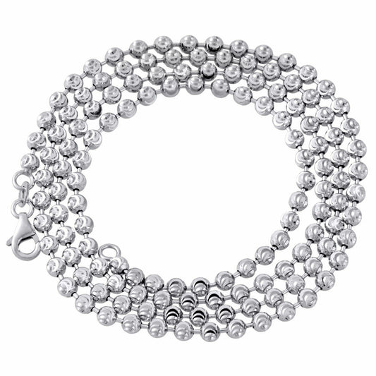10kt White Gold Moon Cut Chain 3mm 22 To 30 Inches