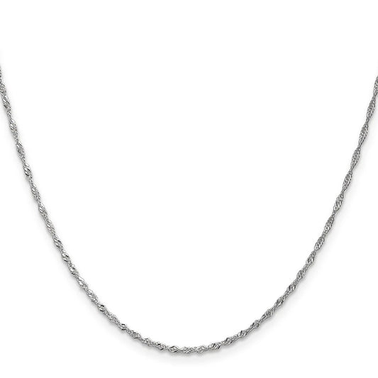 10kt White Gold Singapore Chain 0.8mm 14 To 24 Inches