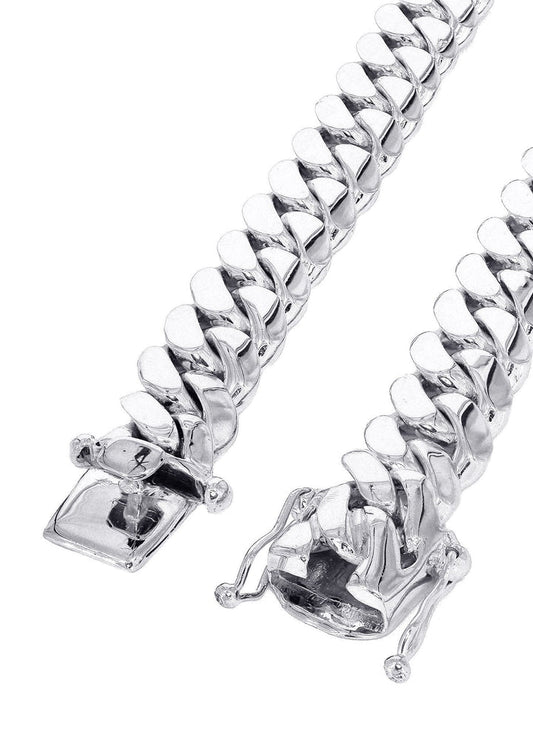 Mens White Gold Chain - Solid Miami Cuban Link 10K ( Call for 14K Gold)