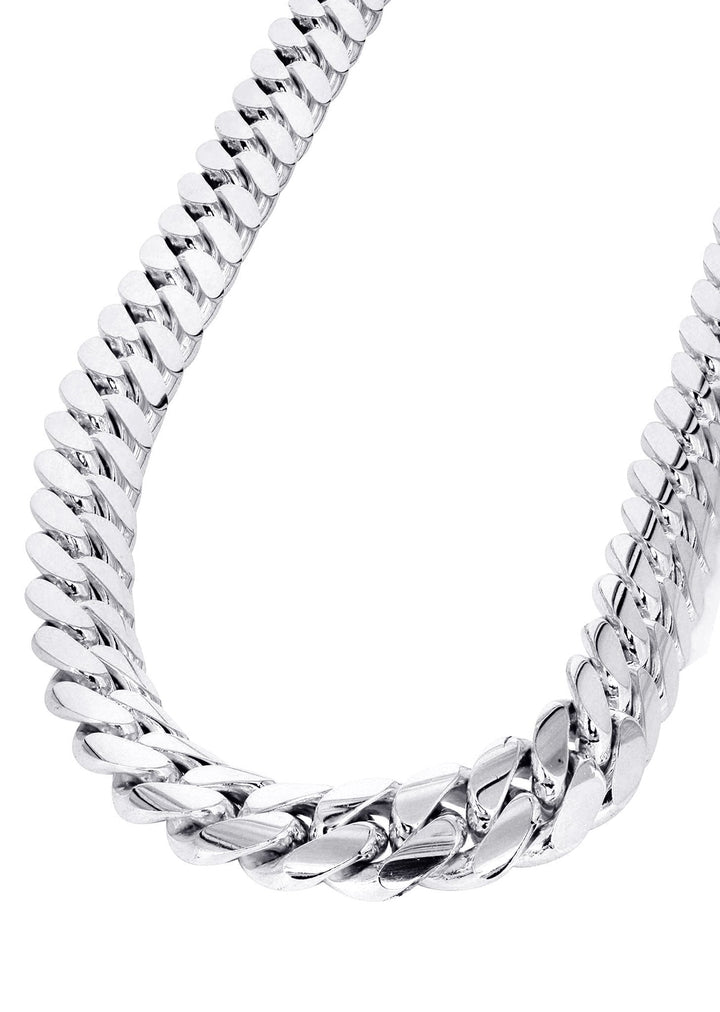 Mens White Gold Chain - Solid Miami Cuban Link 10K ( Call for 14K Gold)