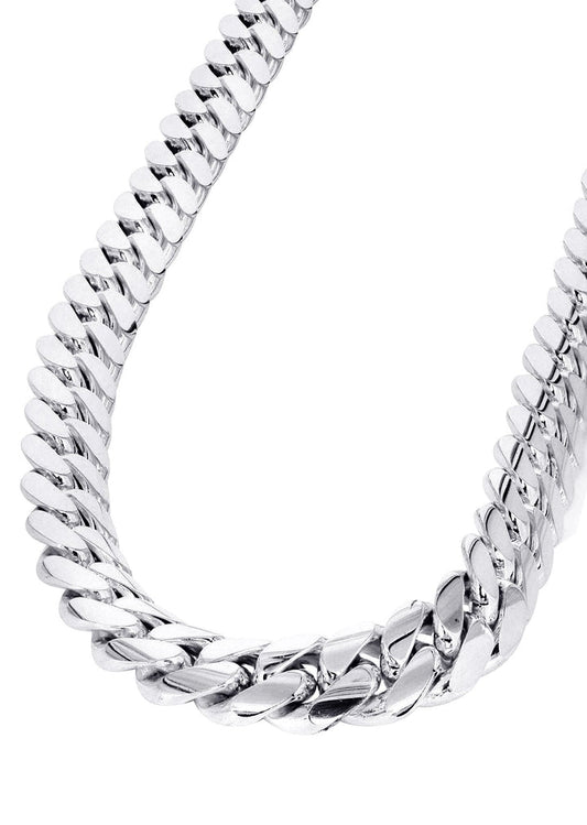 Mens White Gold Chain - Solid Miami Cuban Link 10K ( Call for 14K Gold)