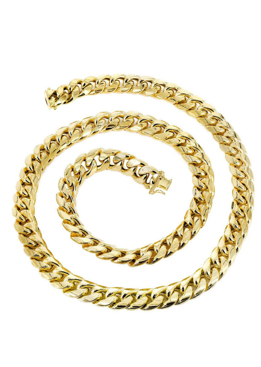 Gold Chain - Mens Hollow Miami Cuban Link Chain 10K Gold (Call For 14K)